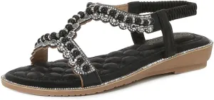 HNGHOU Women's Summer Casual Bohemia Open Toe Beach Wedge Sandal Shoes