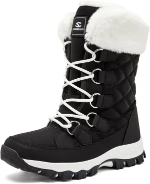 HOBIBEAR Womens Winter Boots Warm Faux Fur Lined Snow Boots Cold Weather Outdoor Shoes Water Resistant