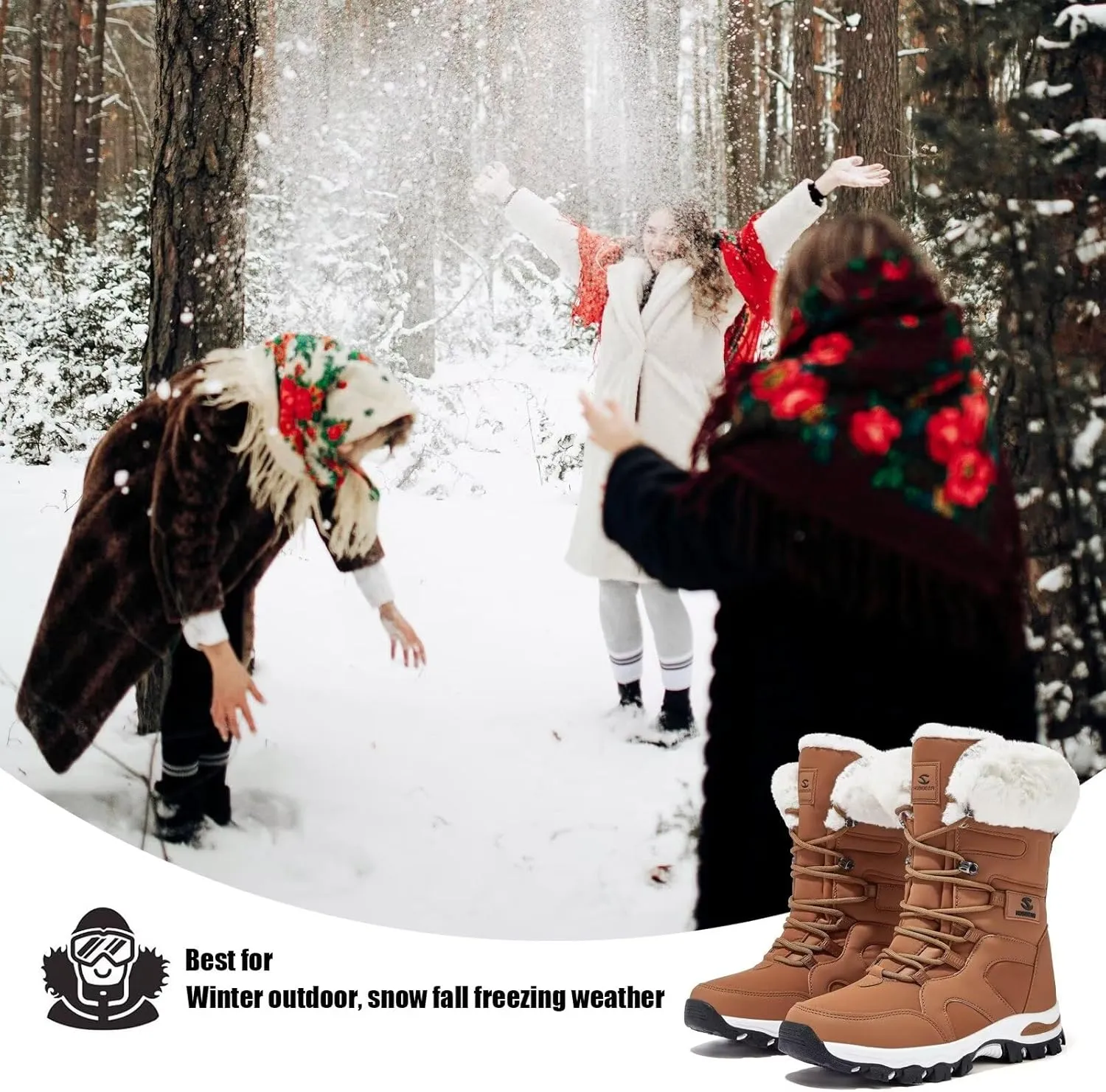 HOBIBEAR Women's Winter Snow Boots | Mid-Calf | Faux Fur | Water Resistant