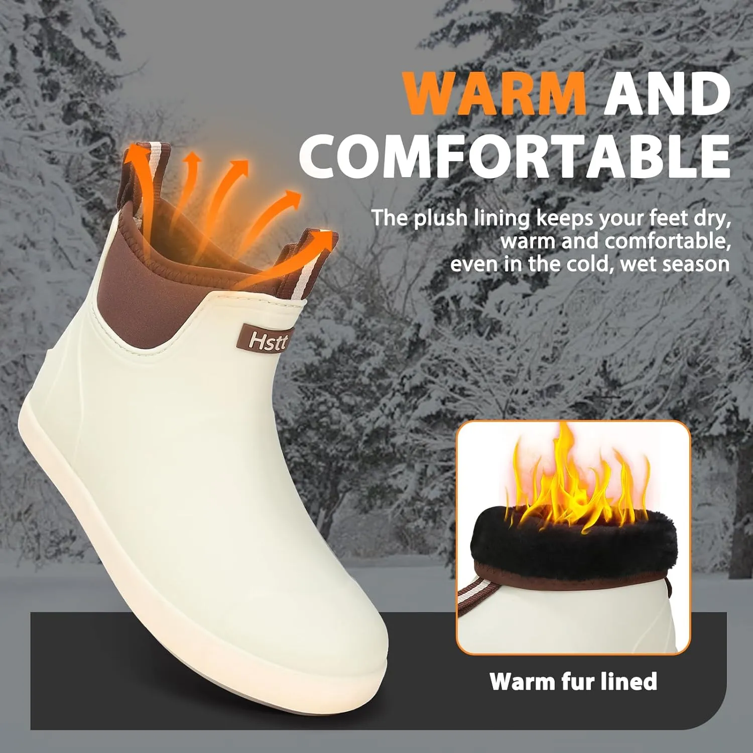 Hsttgsr Men's Deck Boots, Rubber Rain Boots Waterproof Fishing Boots, Ankle Anti-Slip High Traction Boots for Professional Premium Neoprene, Garden Boots Shoes Footwear Booties for Men Outdoor Work