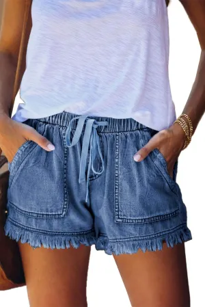 HVEPUO Women Casual Summer Shorts Elastic High Waisted Short Pants with Pockets