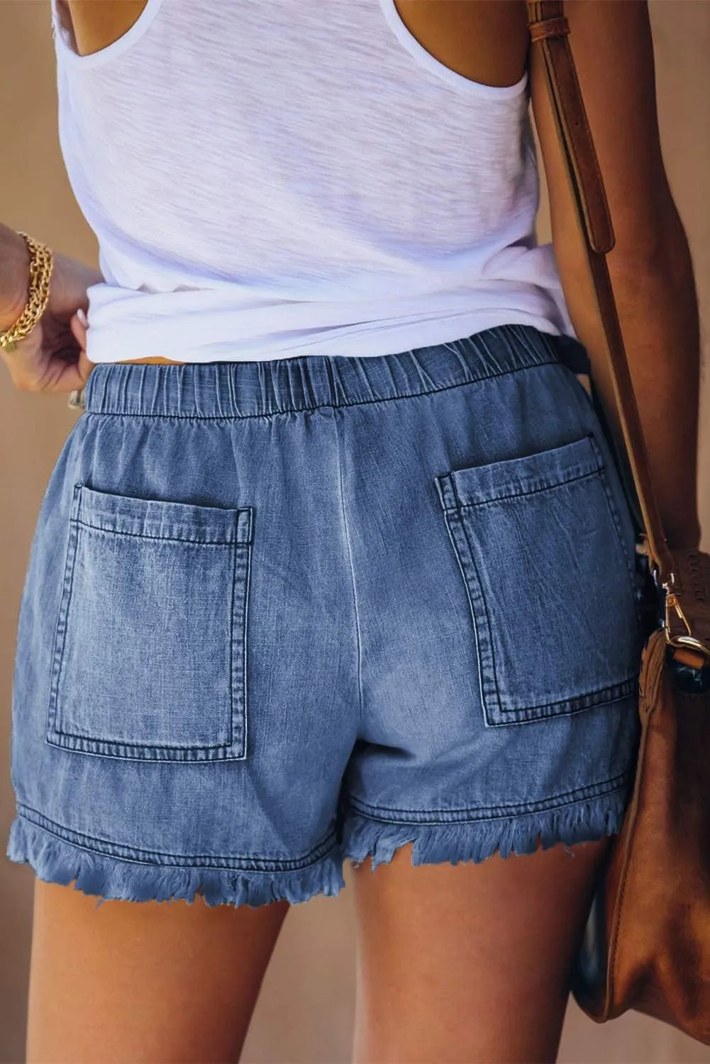 HVEPUO Women Casual Summer Shorts Elastic High Waisted Short Pants with Pockets