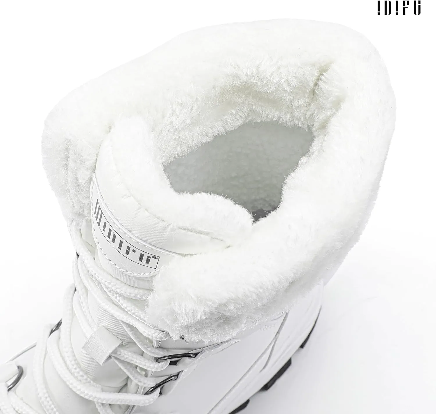 IDIFU IN2 Womens Snow Boots Winter Boots for Women Waterproof Comfortable Warm Insulated Non-Slip Outdoor Boots Fashion Casual Hiking Walking Lightweight Lace Up Faux Fur Lined Mid-Calf Booties