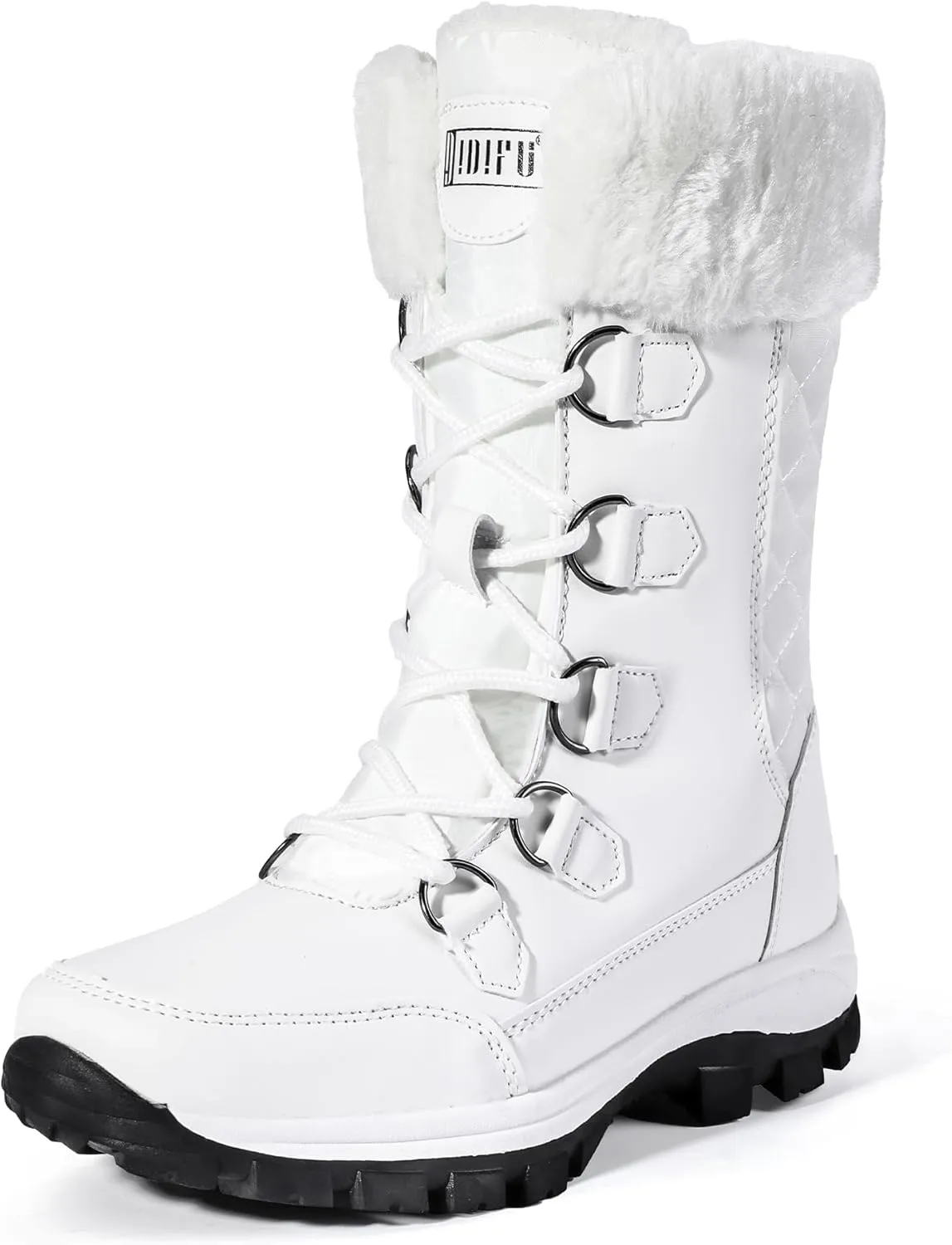 IDIFU IN2 Womens Snow Boots Winter Boots for Women Waterproof Comfortable Warm Insulated Non-Slip Outdoor Boots Fashion Casual Hiking Walking Lightweight Lace Up Faux Fur Lined Mid-Calf Booties