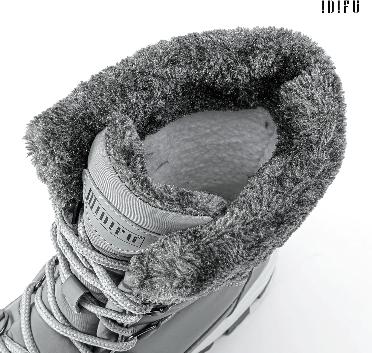 IDIFU IN2 Womens Snow Boots Winter Boots for Women Waterproof Comfortable Warm Insulated Non-Slip Outdoor Boots Fashion Casual Hiking Walking Lightweight Lace Up Faux Fur Lined Mid-Calf Booties