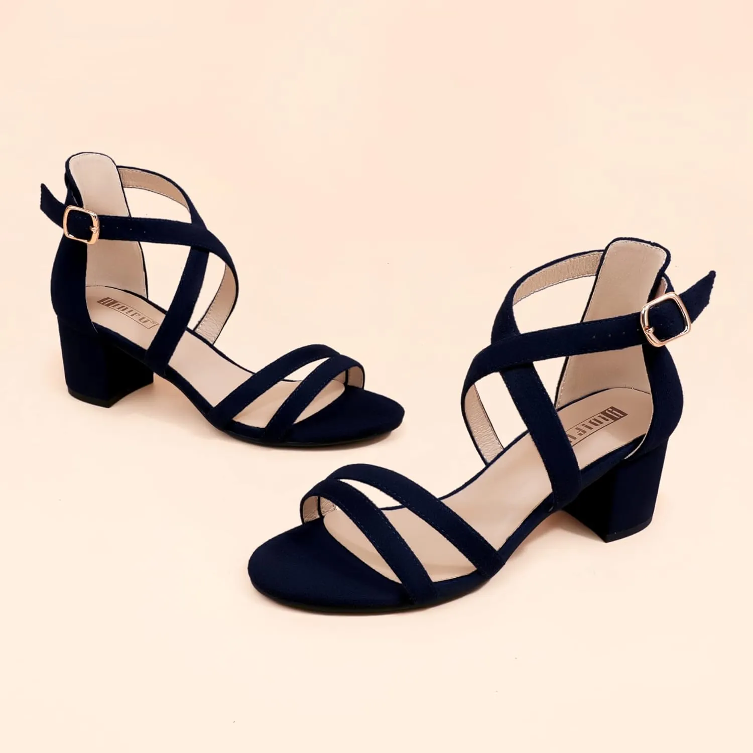 IDIFU Women's Block Low Chunky Heel Strappy Sandals Open Toe Ankle Strap Dress Wedding Evening Shoe for Women Bridal
