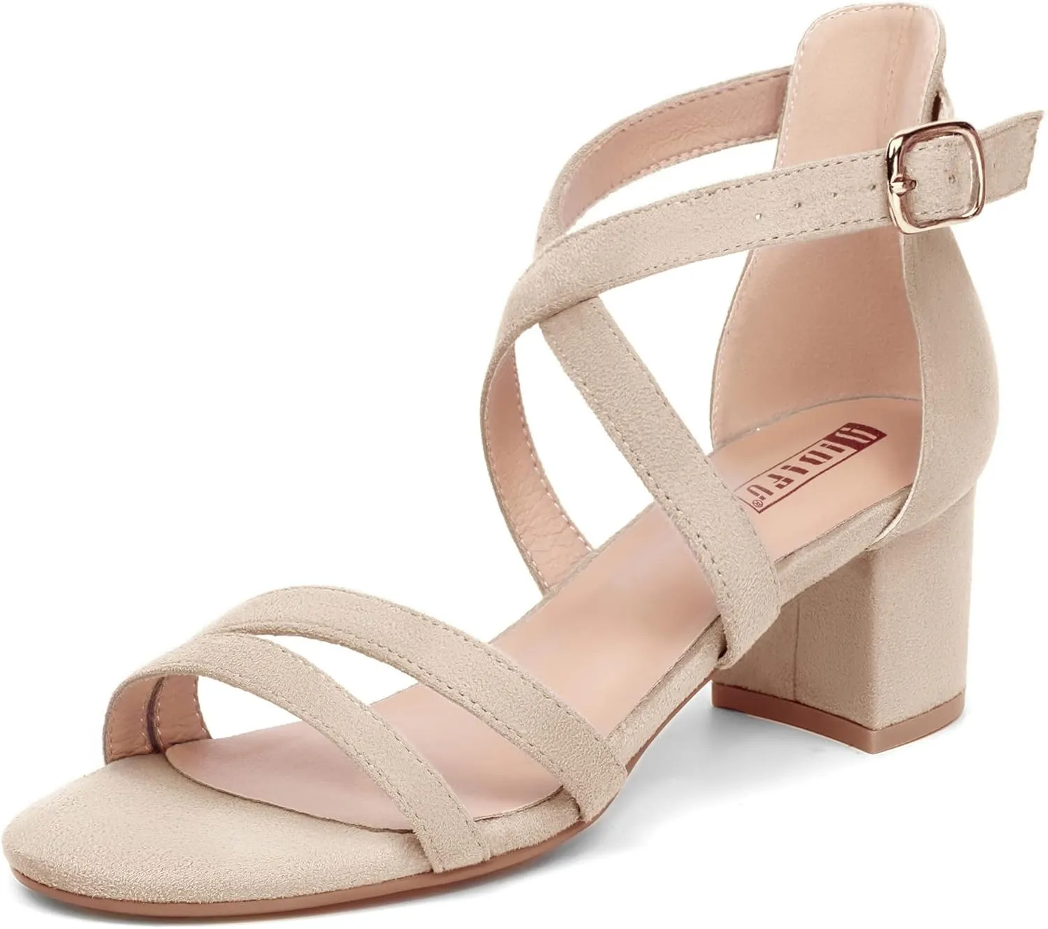 IDIFU Women's Block Low Chunky Heel Strappy Sandals Open Toe Ankle Strap Dress Wedding Evening Shoe for Women Bridal