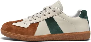 ihinzry Fashion Sneakers Womens Tennis Shoes Genuine Leather Lace Up Casual Shoes Gum Sole Sneakers