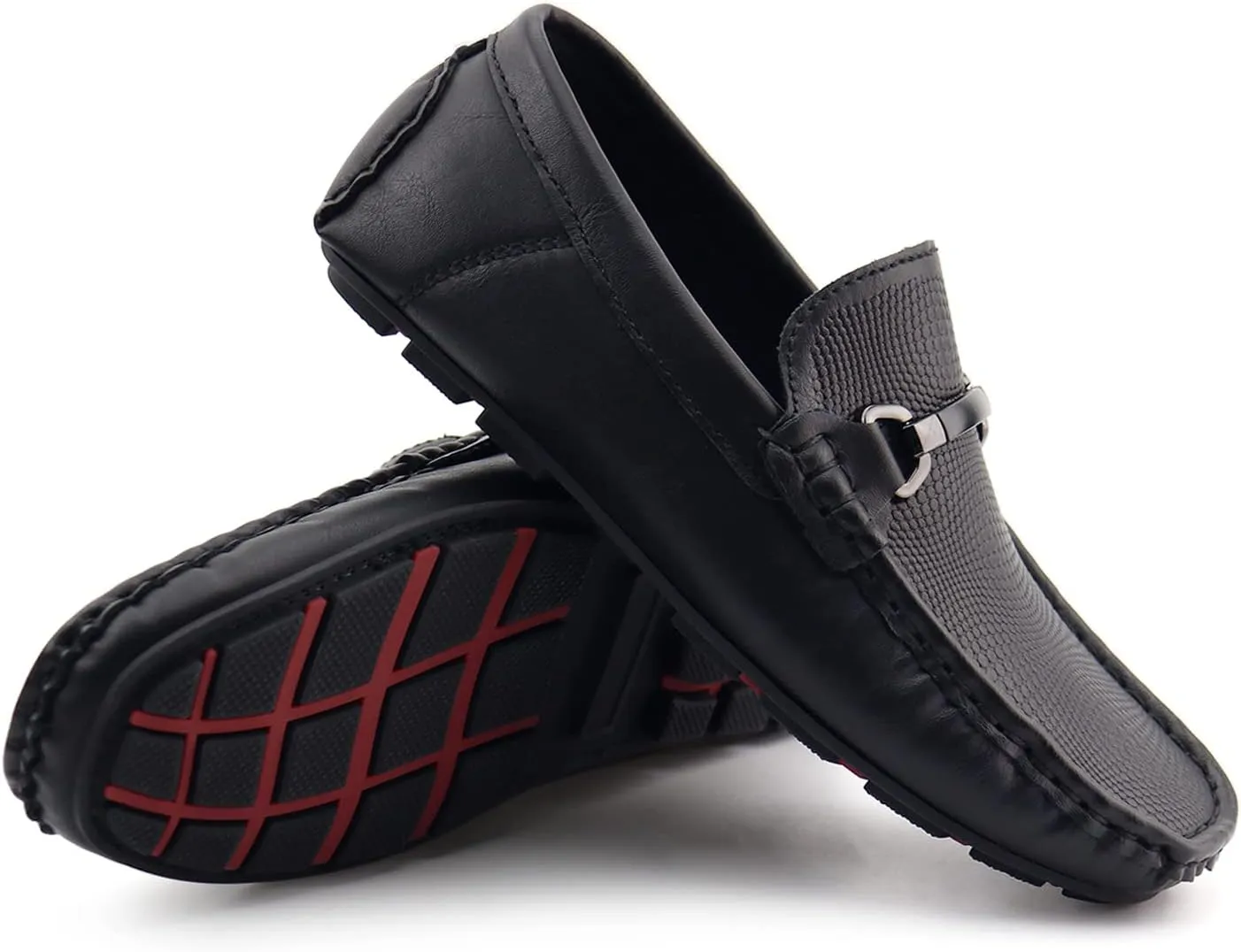 JABASIC Kids Penny Loafer Casual Slip-On Moccasin Flats Boys Dress Shoes