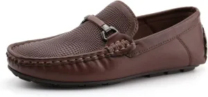 JABASIC Kids Penny Loafer Casual Slip-On Moccasin Flats Boys Dress Shoes