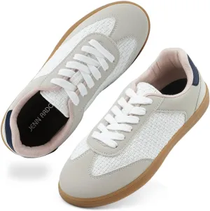 JENN ARDOR Womens Fashion Sneakers Casual Tennis Dress Shoes for Womens Lace-up Round Toe Comfortable Walking Flats Low Top Trendy