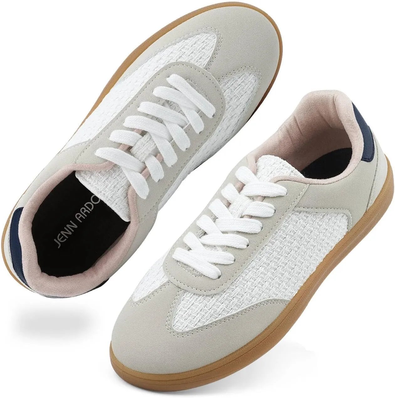 JENN ARDOR Womens Fashion Sneakers Casual Tennis Dress Shoes for Womens Lace-up Round Toe Comfortable Walking Flats Low Top Trendy