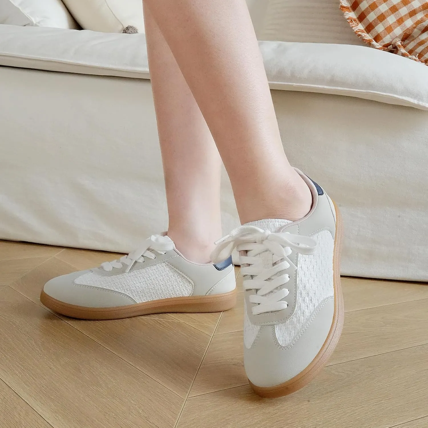 JENN ARDOR Womens Fashion Sneakers Casual Tennis Dress Shoes for Womens Lace-up Round Toe Comfortable Walking Flats Low Top Trendy