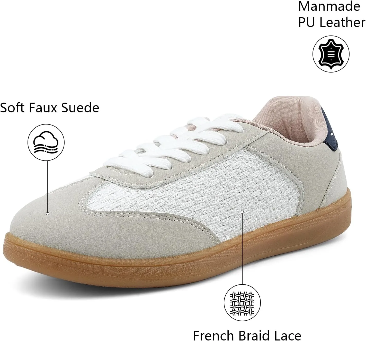 JENN ARDOR Womens Fashion Sneakers Casual Tennis Dress Shoes for Womens Lace-up Round Toe Comfortable Walking Flats Low Top Trendy