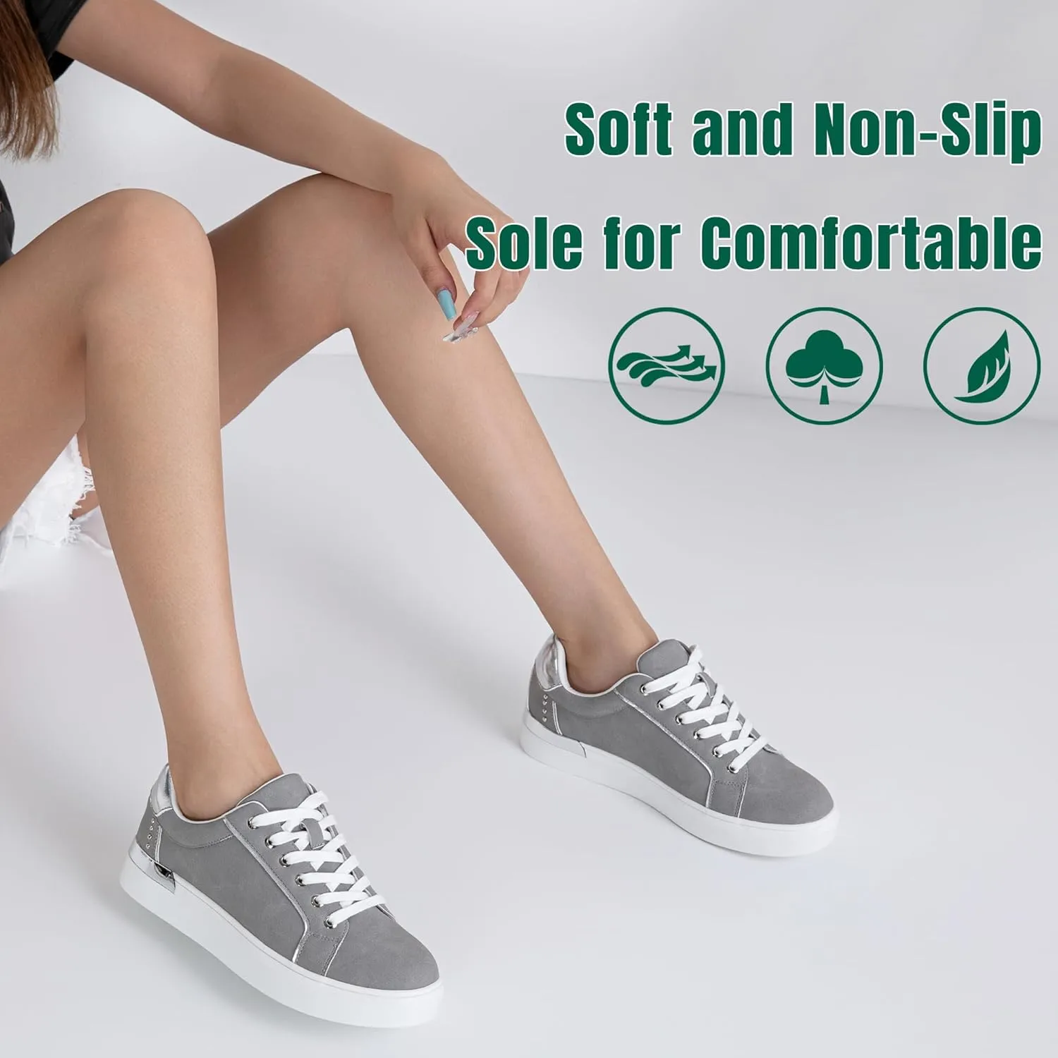 Jeossy Women's 8020 Fashion Sneakers, Casual Trendy Dress Lace up Walking Shoes with Memory Foam