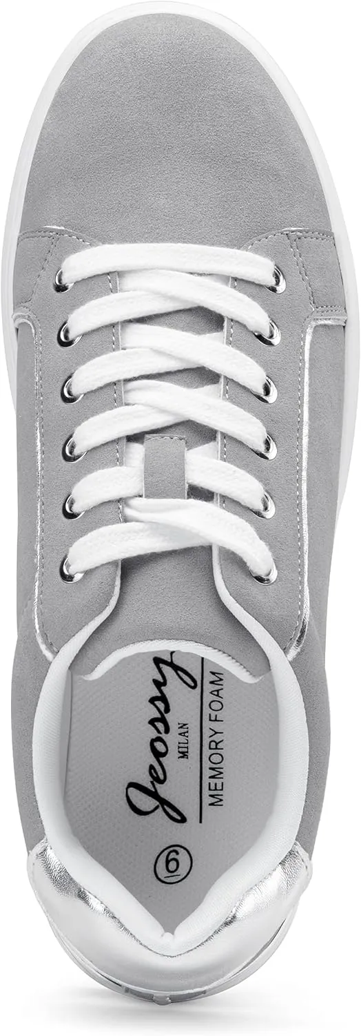 Jeossy Women's 8020 Fashion Sneakers, Casual Trendy Dress Lace up Walking Shoes with Memory Foam