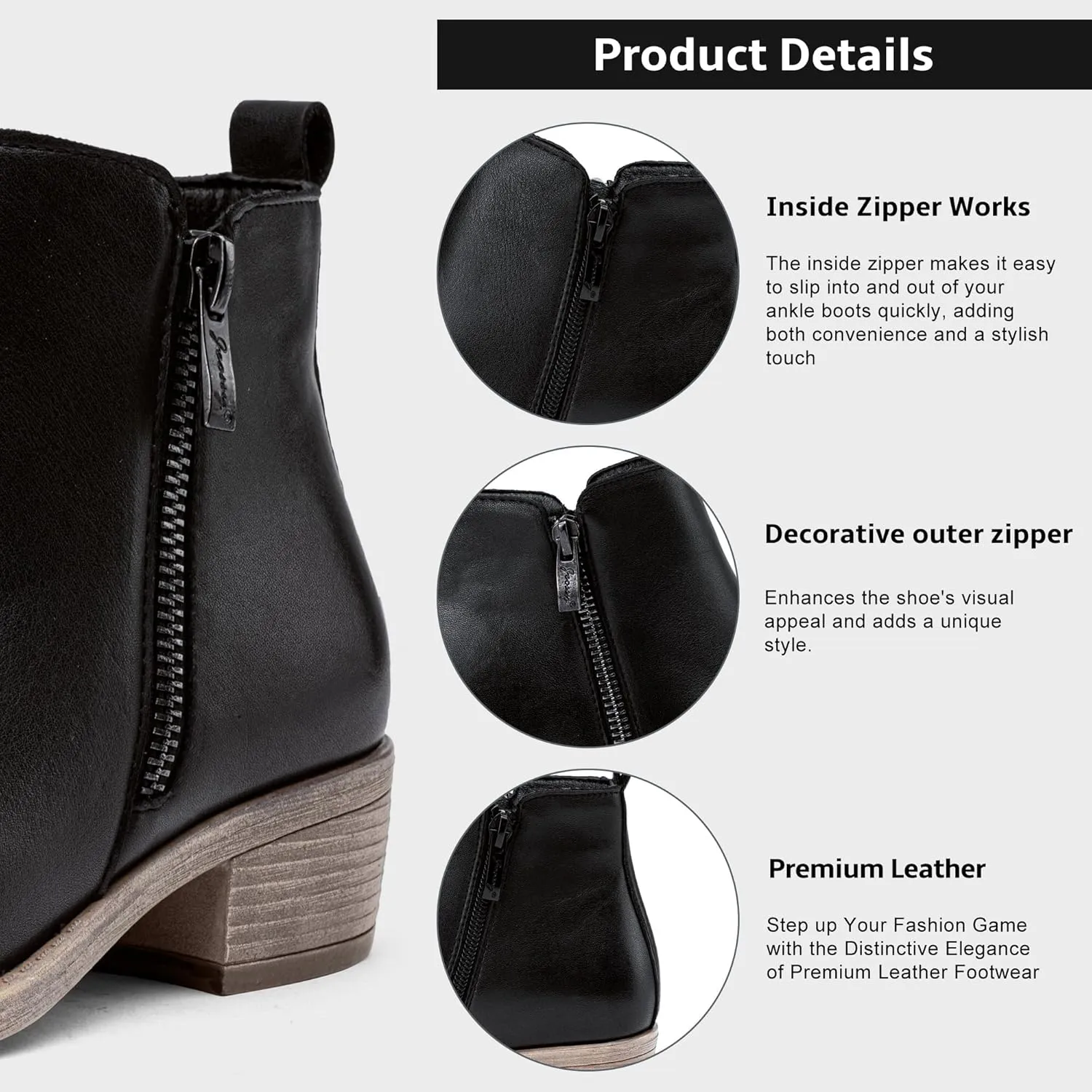 Jeossy Women's Ankle Boots, Classic Low Heeled Short Booties, Casual Comfortable Boots