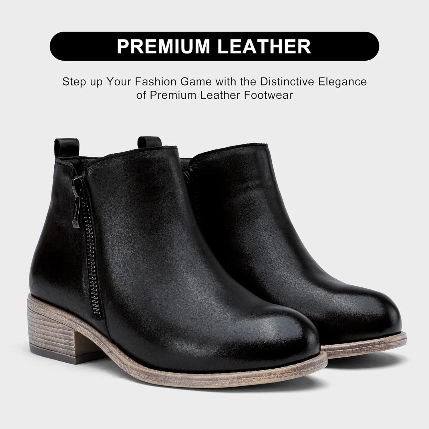 Jeossy Women's Ankle Boots, Classic Low Heeled Short Booties, Casual Comfortable Boots