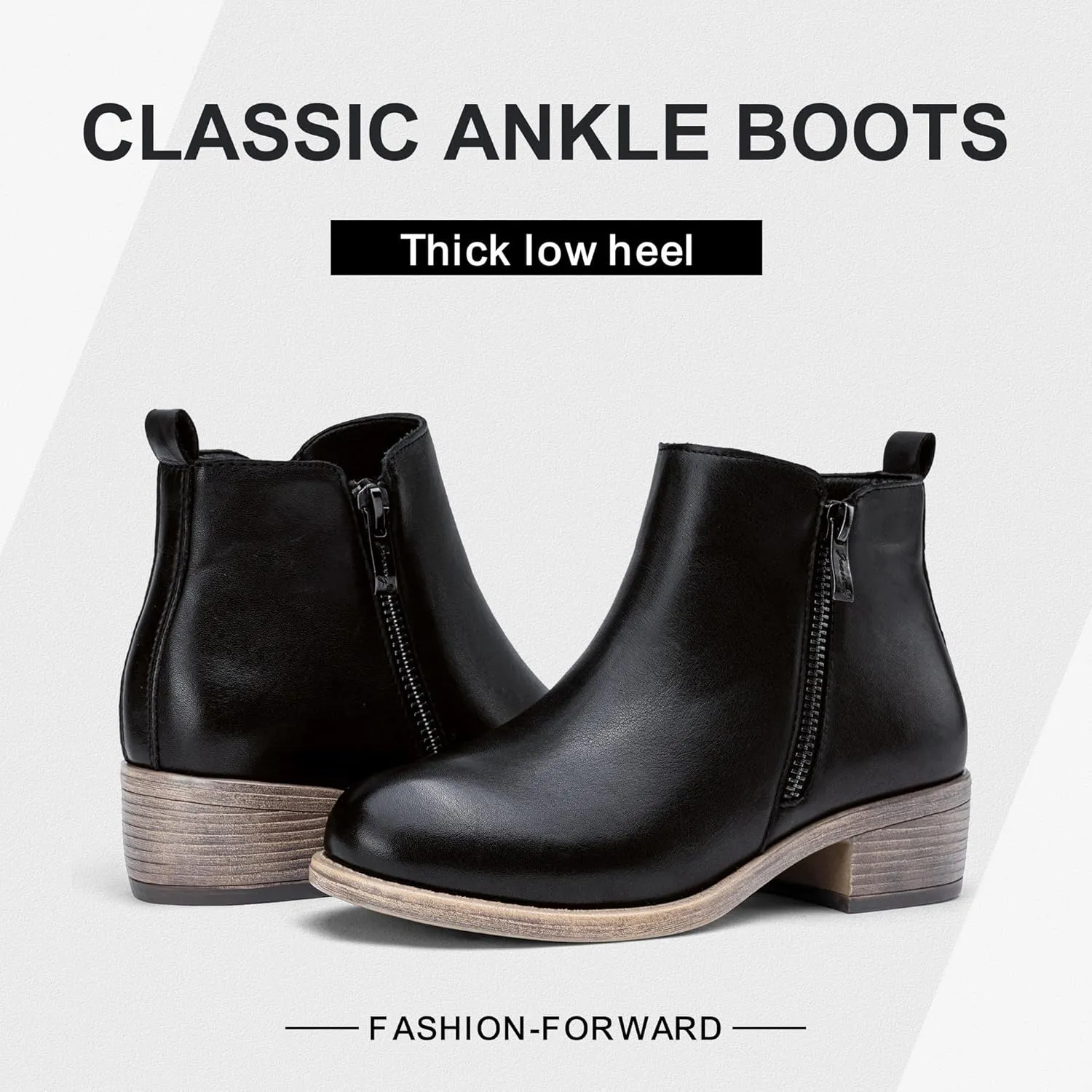 Jeossy Women's Ankle Boots, Classic Low Heeled Short Booties, Casual Comfortable Boots