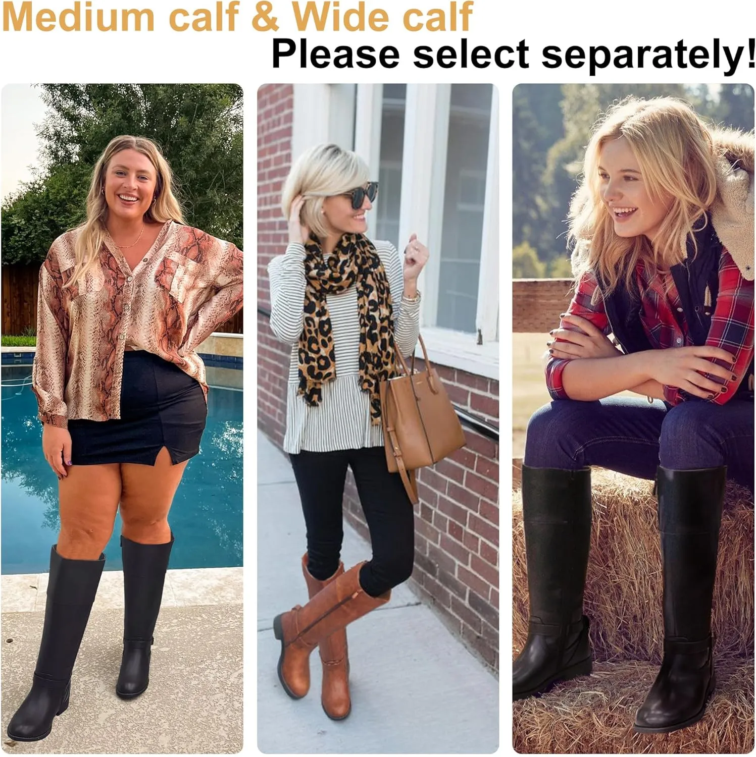 Jeossy Women's Knee High Riding Tall Boots, Comfortable with Metal Buckle and Zipper Boots with Wide Calf