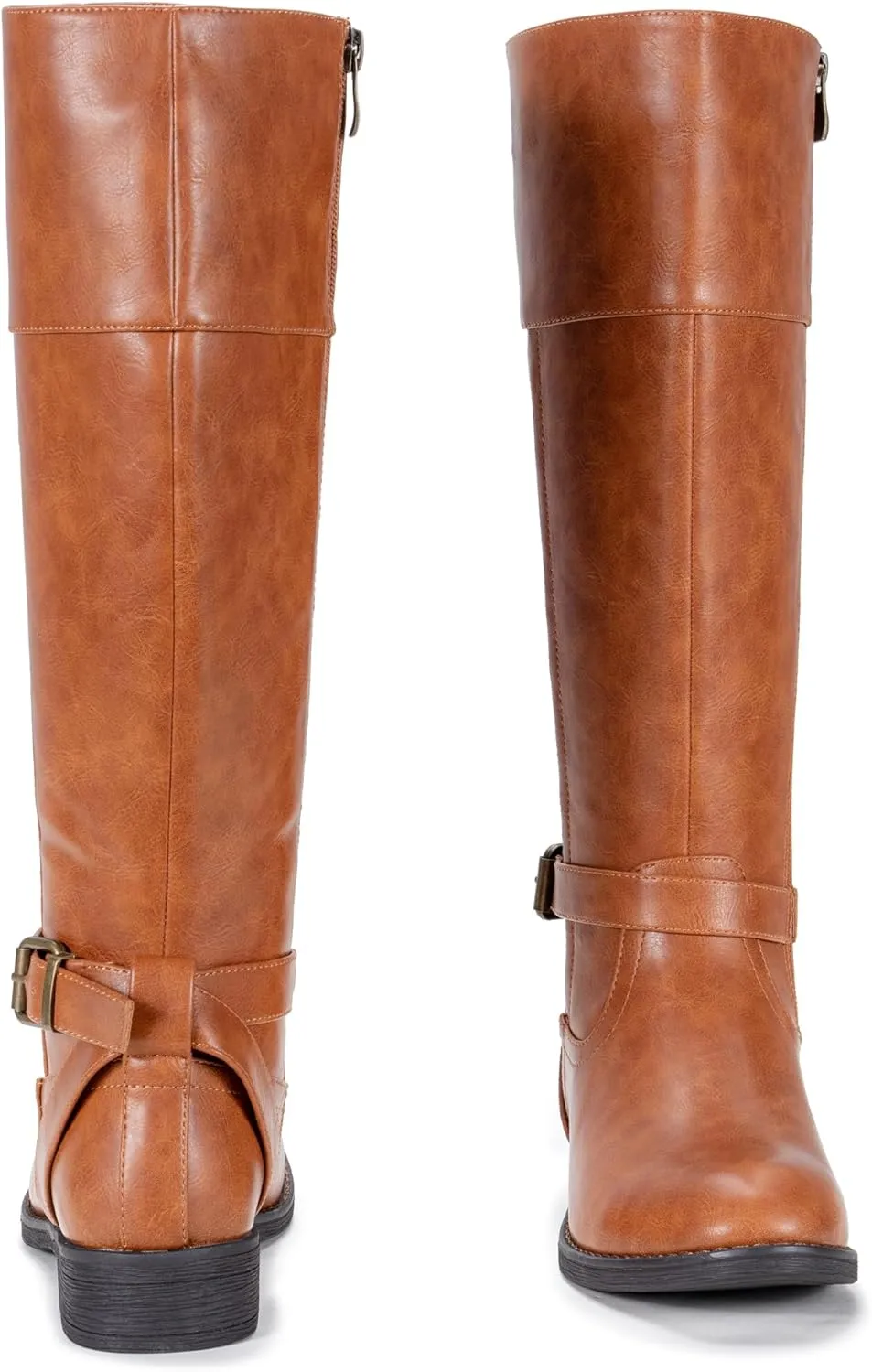 Jeossy Women's Knee High Riding Tall Boots, Comfortable with Metal Buckle and Zipper Boots with Wide Calf