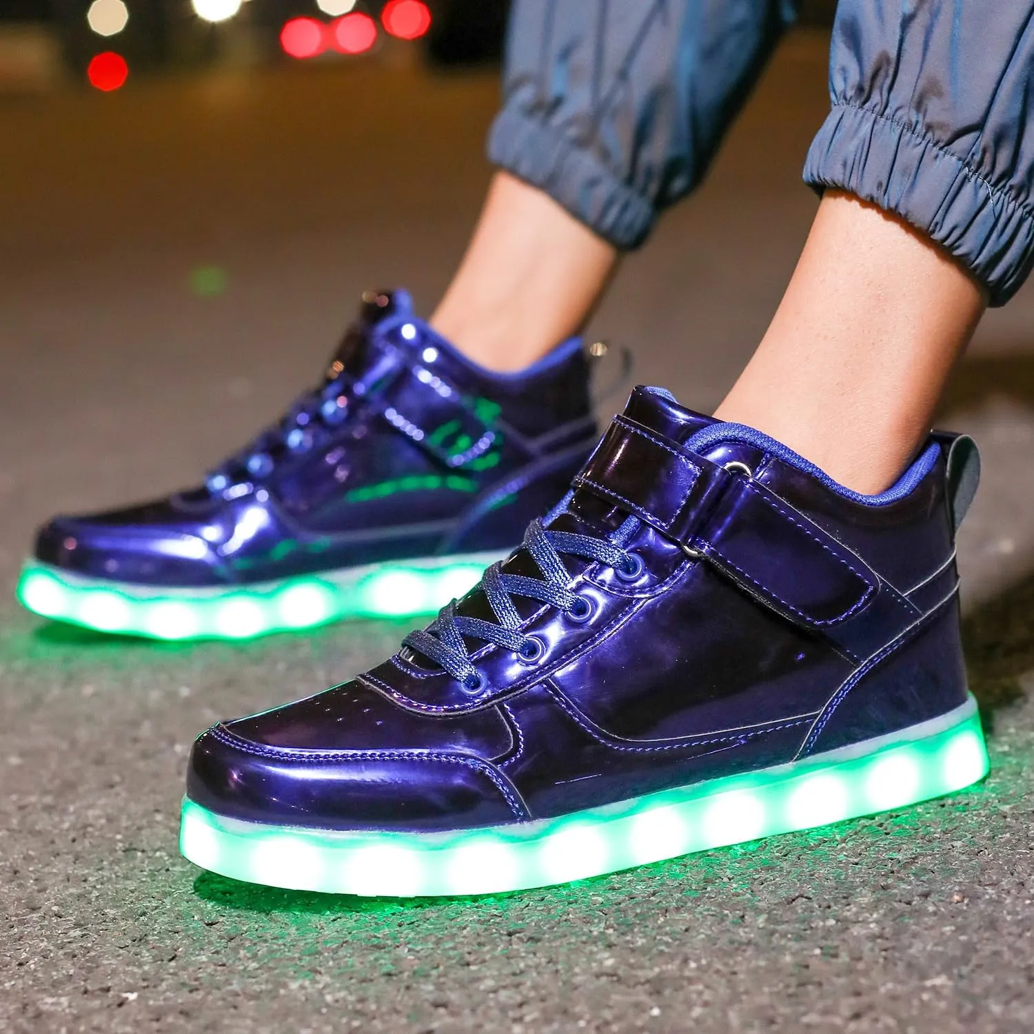 JEVRITE Unisex LED Light Up High Top Sneakers - USB Charging for Women & Men - Couples Shoes