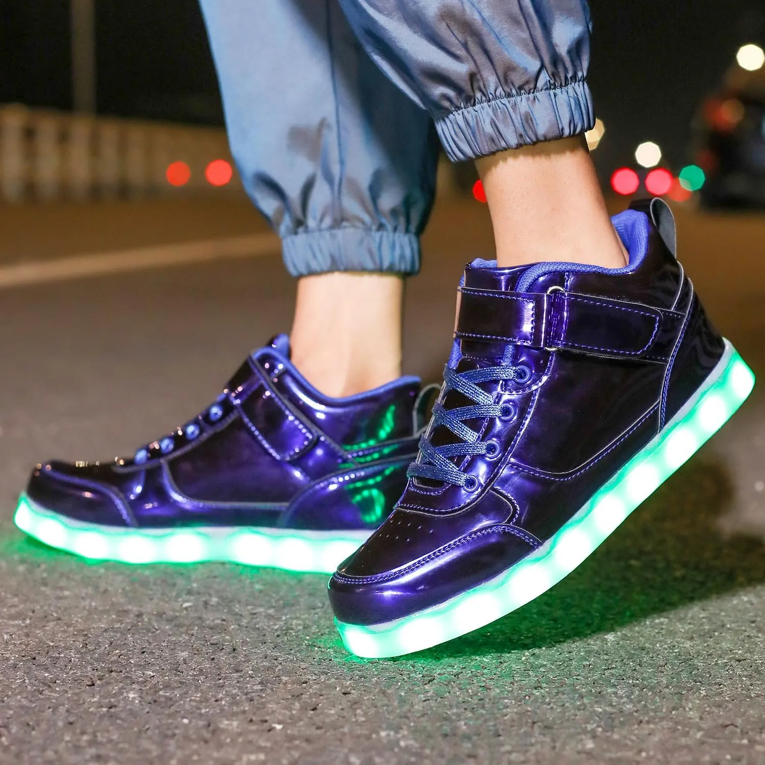 JEVRITE Unisex LED Light Up High Top Sneakers - USB Charging for Women & Men - Couples Shoes
