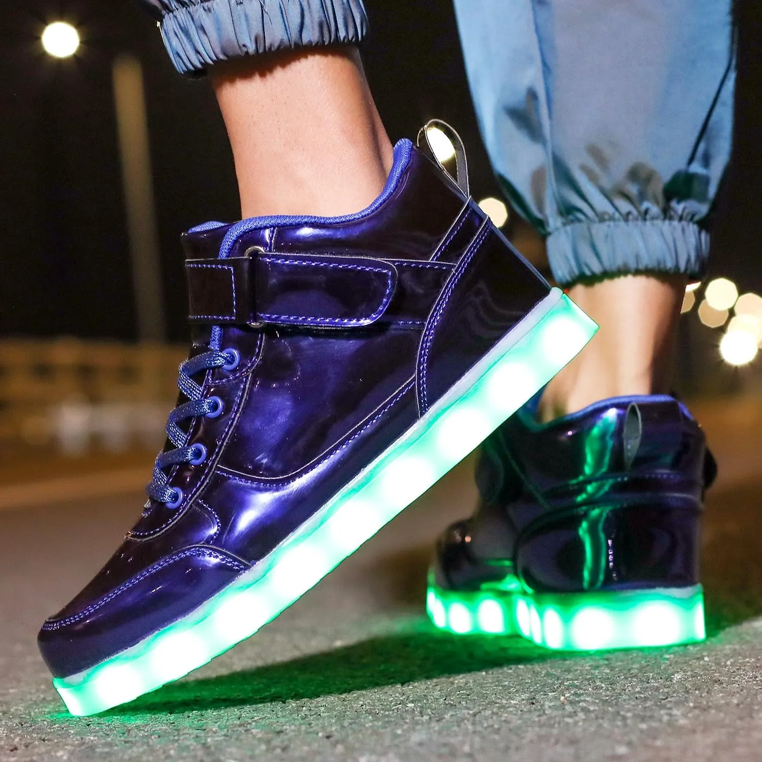 JEVRITE Unisex LED Light Up High Top Sneakers - USB Charging for Women & Men - Couples Shoes