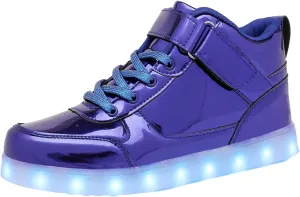 JEVRITE Unisex LED Light Up High Top Sneakers - USB Charging for Women & Men - Couples Shoes