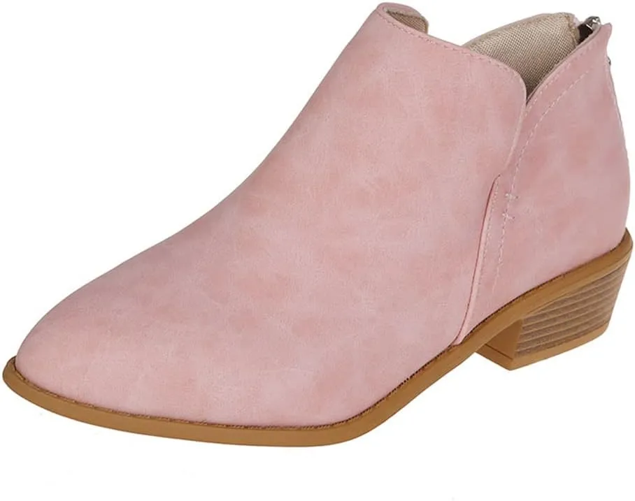 JITUUE Ankle Booties for Women,Women's Casual Dress Low Heeled Booties. V Cut Fashion Thick Heel Design Shoes