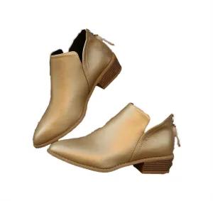 JITUUE Ankle Booties for Women,Women's Casual Dress Low Heeled Booties. V Cut Fashion Thick Heel Design Shoes