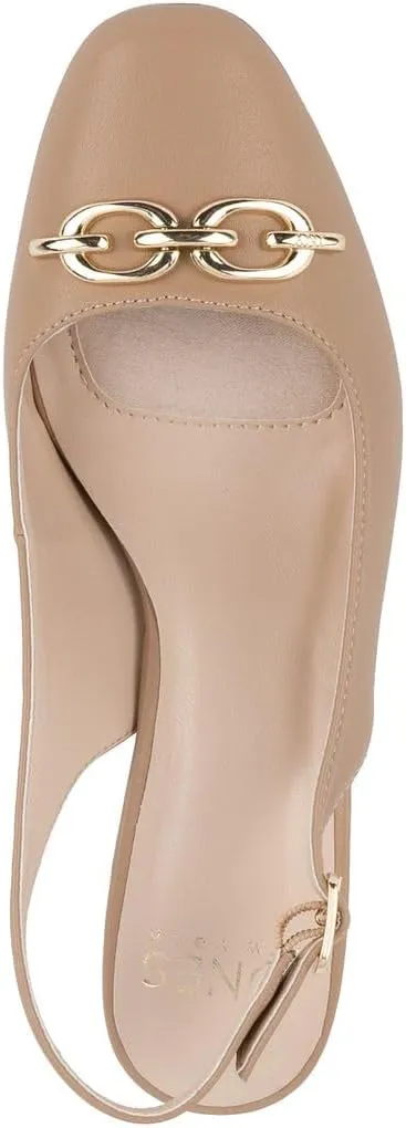 Jones New York Women's Patent Slingback Heeled Sandals | Block Heel Dress Shoes with Buckle | Open-Toe/Closed-Toe Elegant & Comfortable Footwear for Formal Events, Parties & Weddings