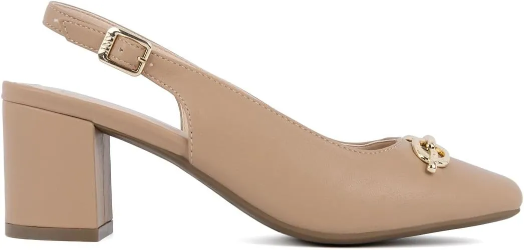 Jones New York Women's Patent Slingback Heeled Sandals | Block Heel Dress Shoes with Buckle | Open-Toe/Closed-Toe Elegant & Comfortable Footwear for Formal Events, Parties & Weddings