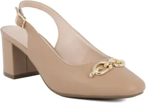 Jones New York Women's Patent Slingback Heeled Sandals | Block Heel Dress Shoes with Buckle | Open-Toe/Closed-Toe Elegant & Comfortable Footwear for Formal Events, Parties & Weddings
