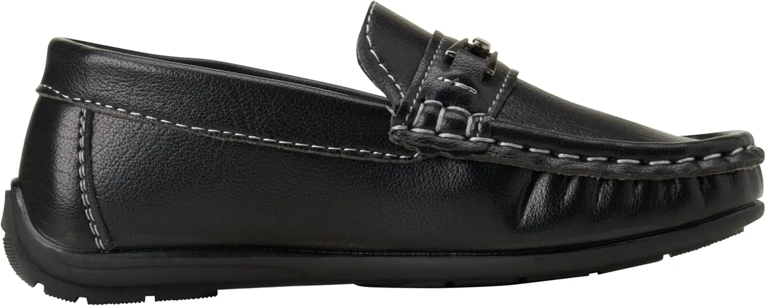 Josmo Boys’ Shoes – Casual Leatherette Moccasin Driving Loafers (Size: 5T-5 Big Kid)