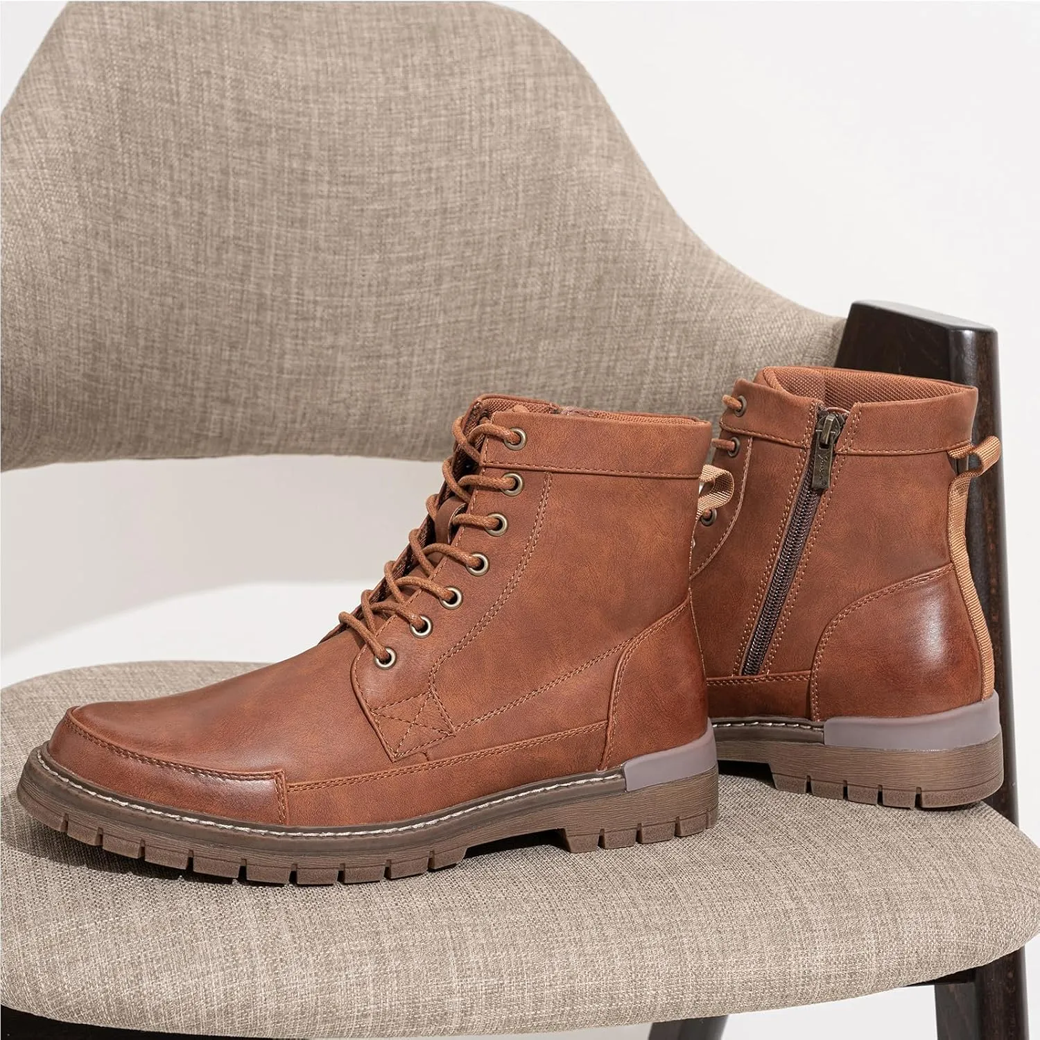 Jousen Men Boots Casual Motorcycle Boots for Men Chukka Zipper Combat Botas Para Hombre Fashion