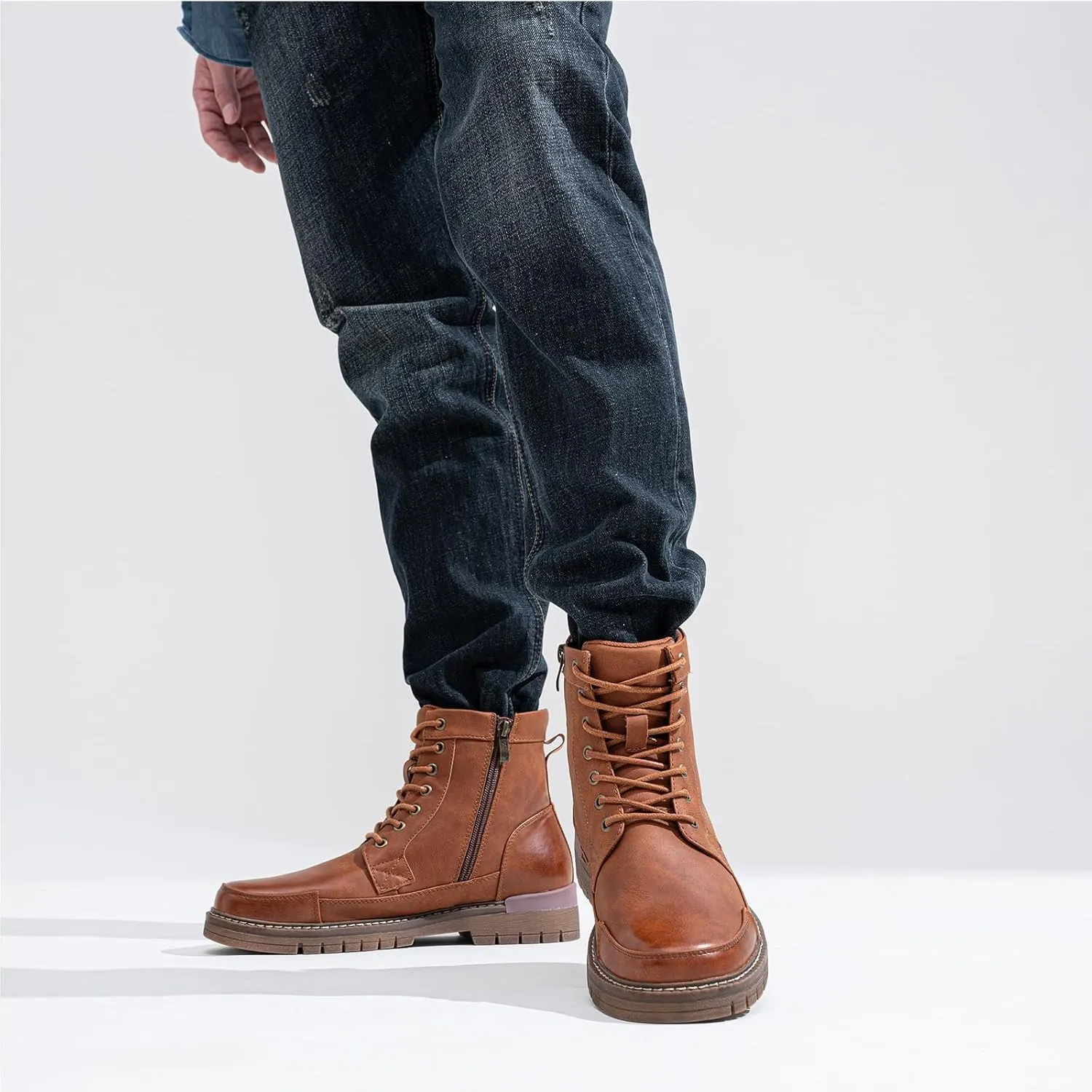 Jousen Men Boots Casual Motorcycle Boots for Men Chukka Zipper Combat Botas Para Hombre Fashion