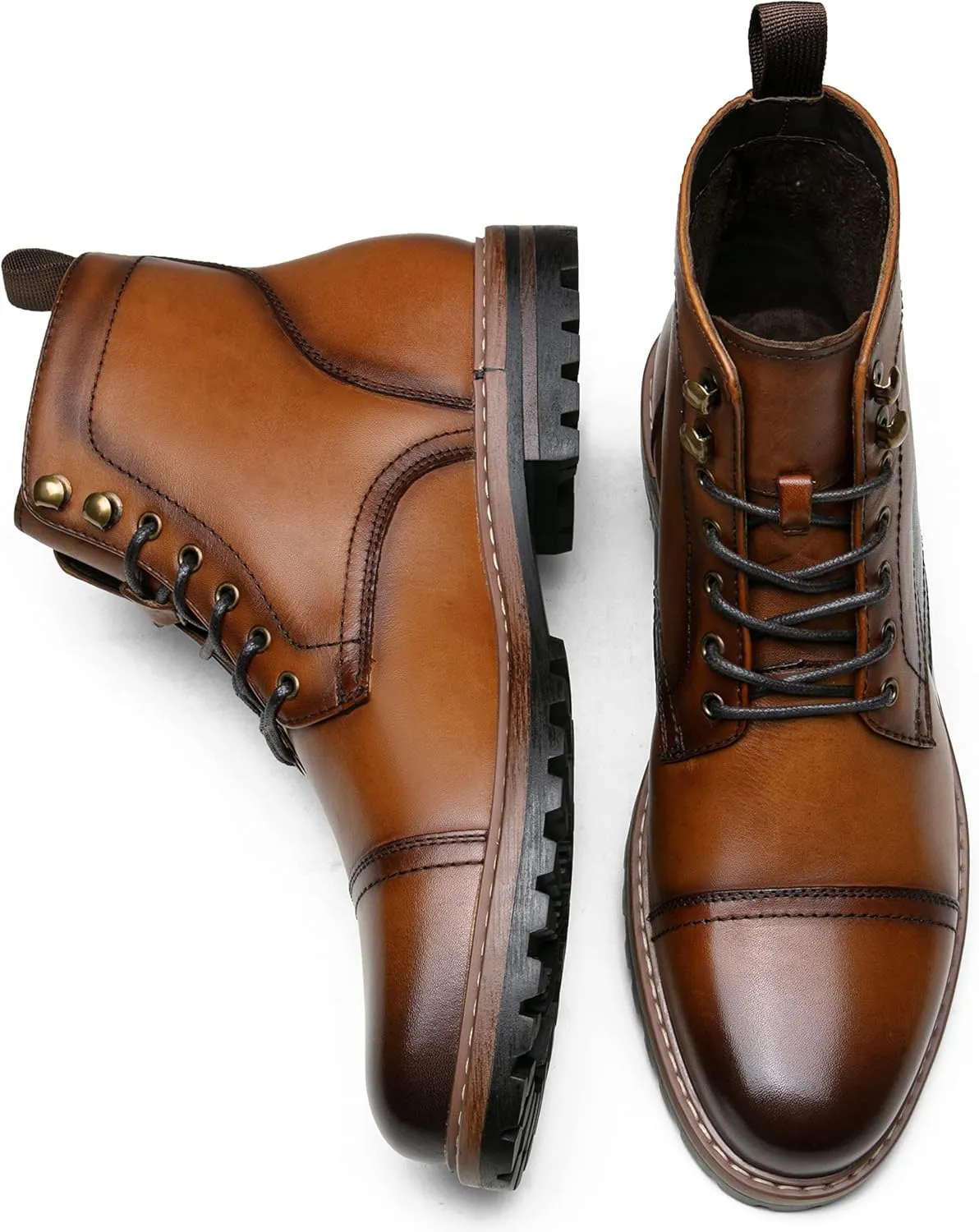 Jousen Mens Boots Premium Leather Cap Toe Casual Boots Chukka Dress Boots for Men