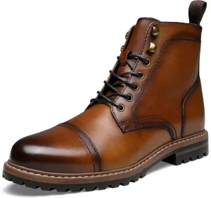 Jousen Mens Boots Premium Leather Cap Toe Casual Boots Chukka Dress Boots for Men