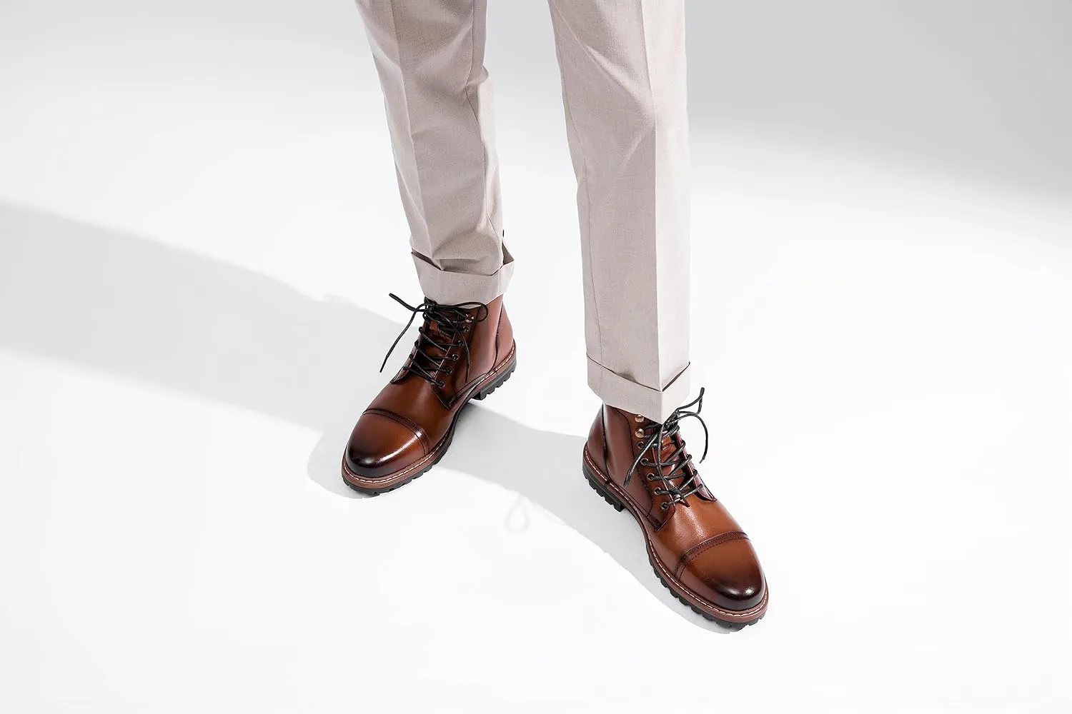 Jousen Mens Boots Premium Leather Cap Toe Casual Boots Chukka Dress Boots for Men