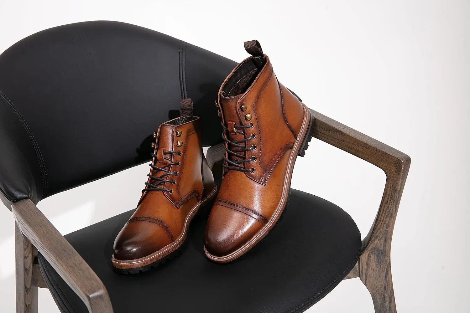 Jousen Mens Boots Premium Leather Cap Toe Casual Boots Chukka Dress Boots for Men