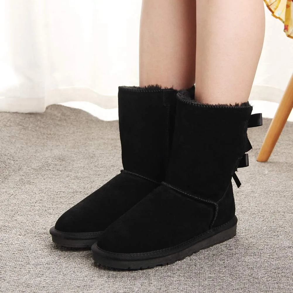 JOY IN LOVE Women's Snow Boots for Winter Mid-Calf high Back Bows