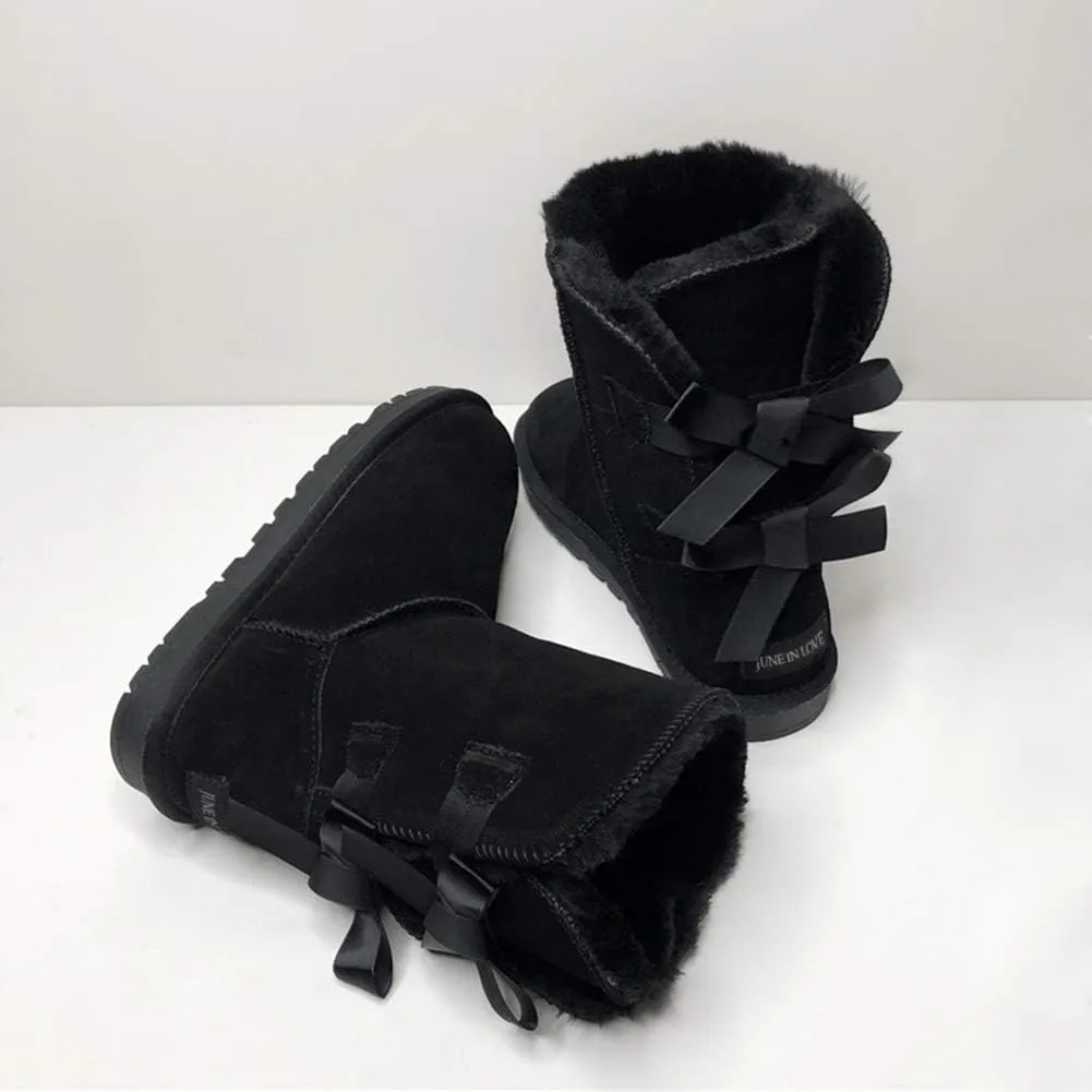 JOY IN LOVE Women's Snow Boots for Winter Mid-Calf high Back Bows