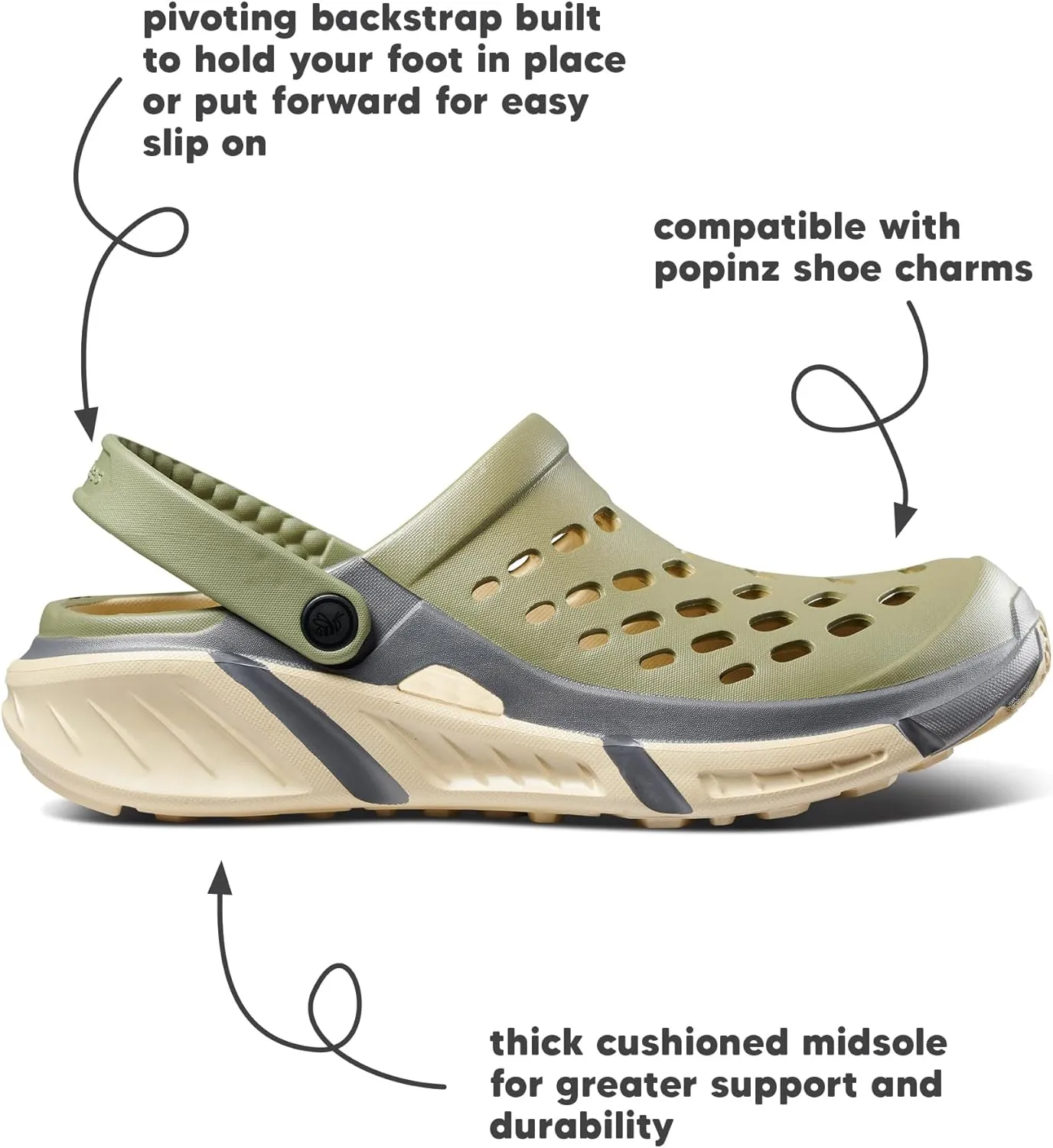 Joybees Men's Trekking Clog - Rubber Garden Clogs for Men, Outdoor Sport Sandals, Foam Water & Sand Shoes with Arch Support for Work, Waterproof