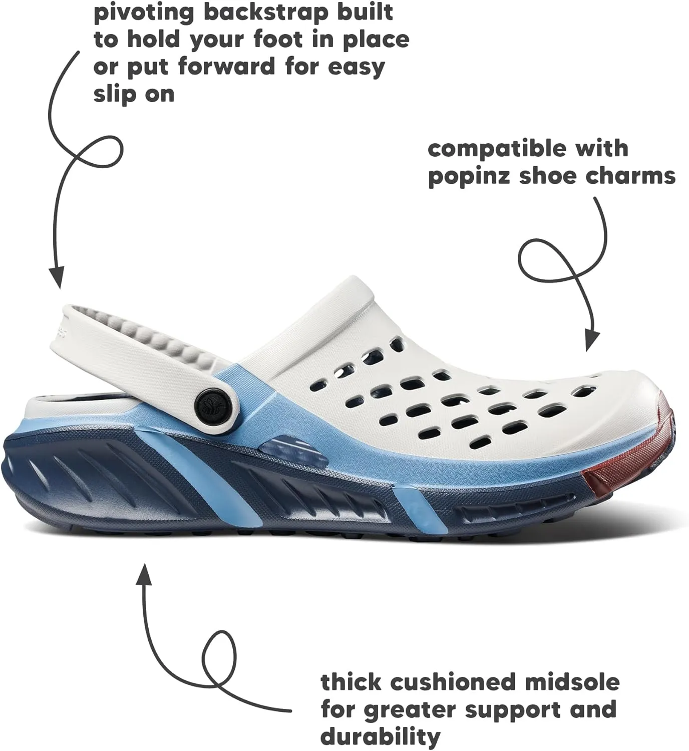 Joybees Men's Trekking Clog - Rubber Garden Clogs for Men, Outdoor Sport Sandals, Foam Water & Sand Shoes with Arch Support for Work, Waterproof