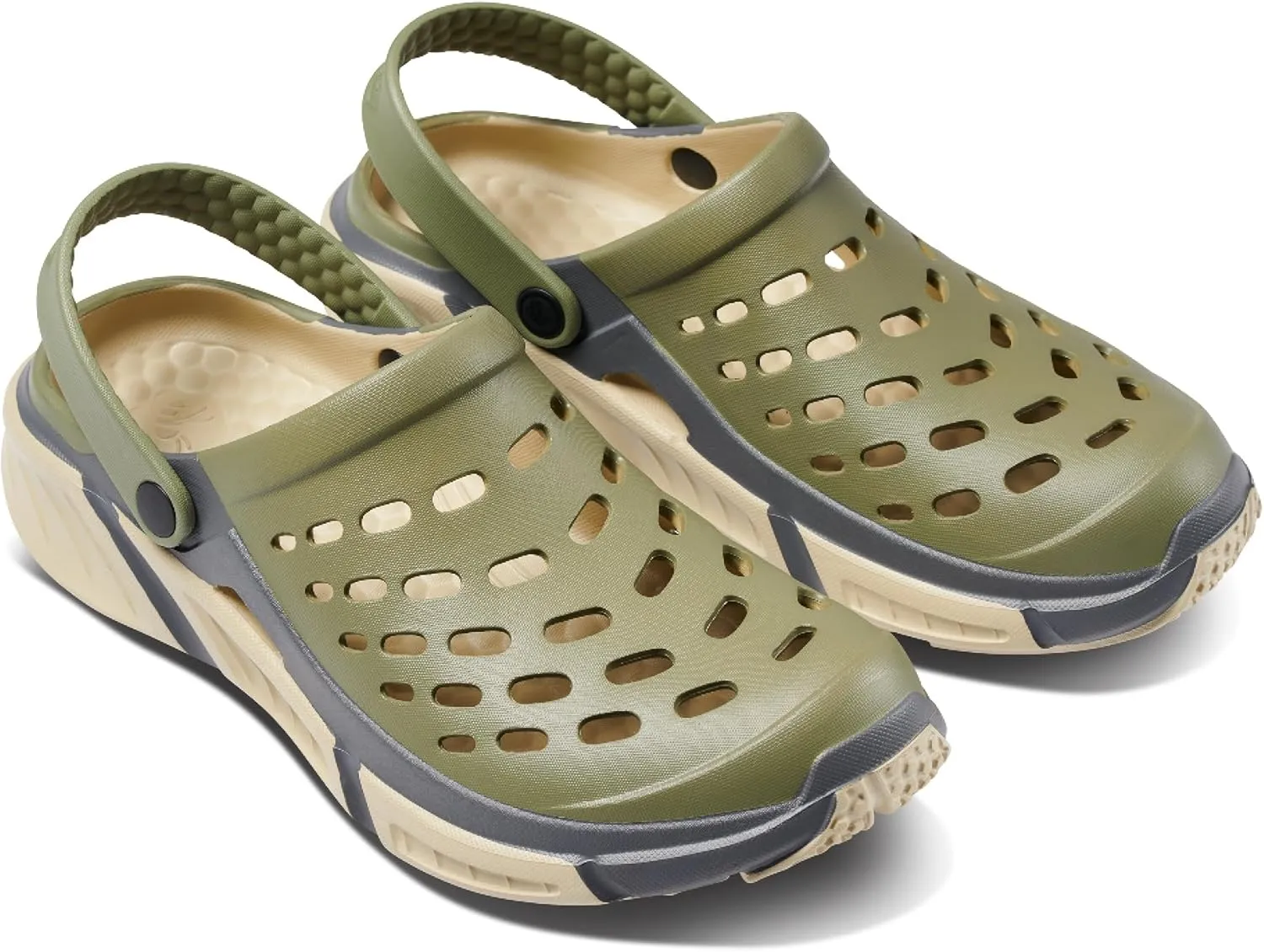 Joybees Men's Trekking Clog - Rubber Garden Clogs for Men, Outdoor Sport Sandals, Foam Water & Sand Shoes with Arch Support for Work, Waterproof