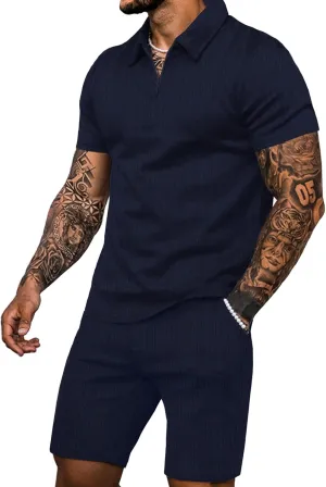 JoZorro Mens Polo Shirts and Shorts Set Tracksuit Fashion Casual Summer 2 Piece Outfits for Men