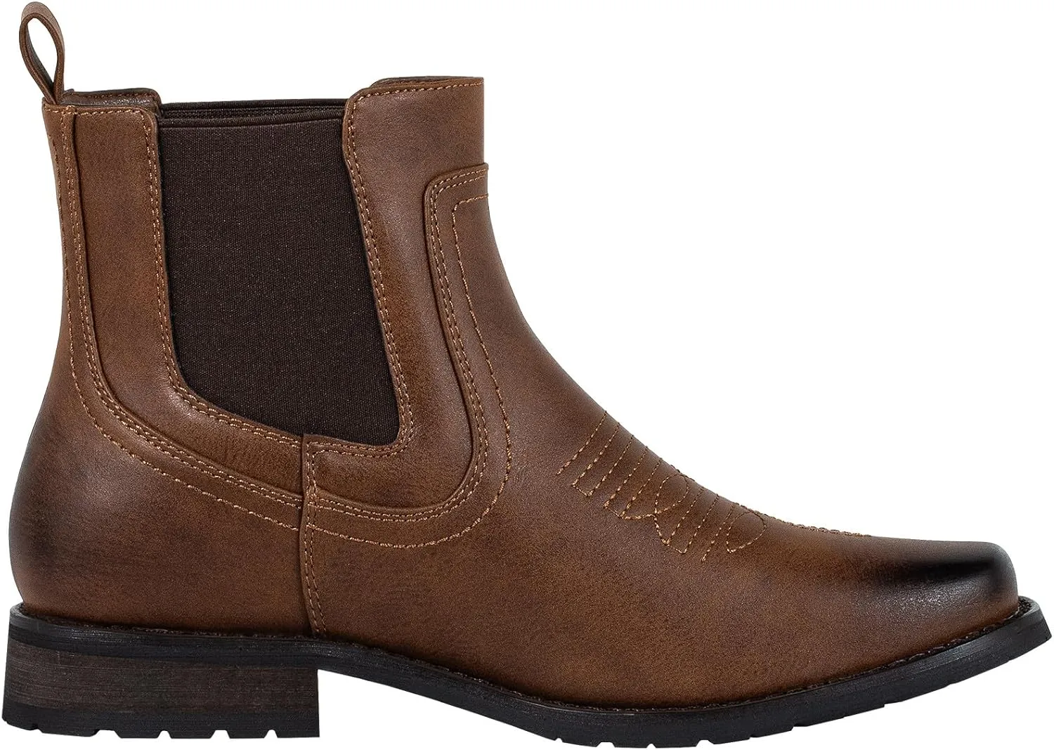 J's.o.l.e Chelsea Cowboy Boots for Men Square Toe Western Boots Classic Casual Work Ankle Boots
