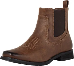 J's.o.l.e Chelsea Cowboy Boots for Men Square Toe Western Boots Classic Casual Work Ankle Boots