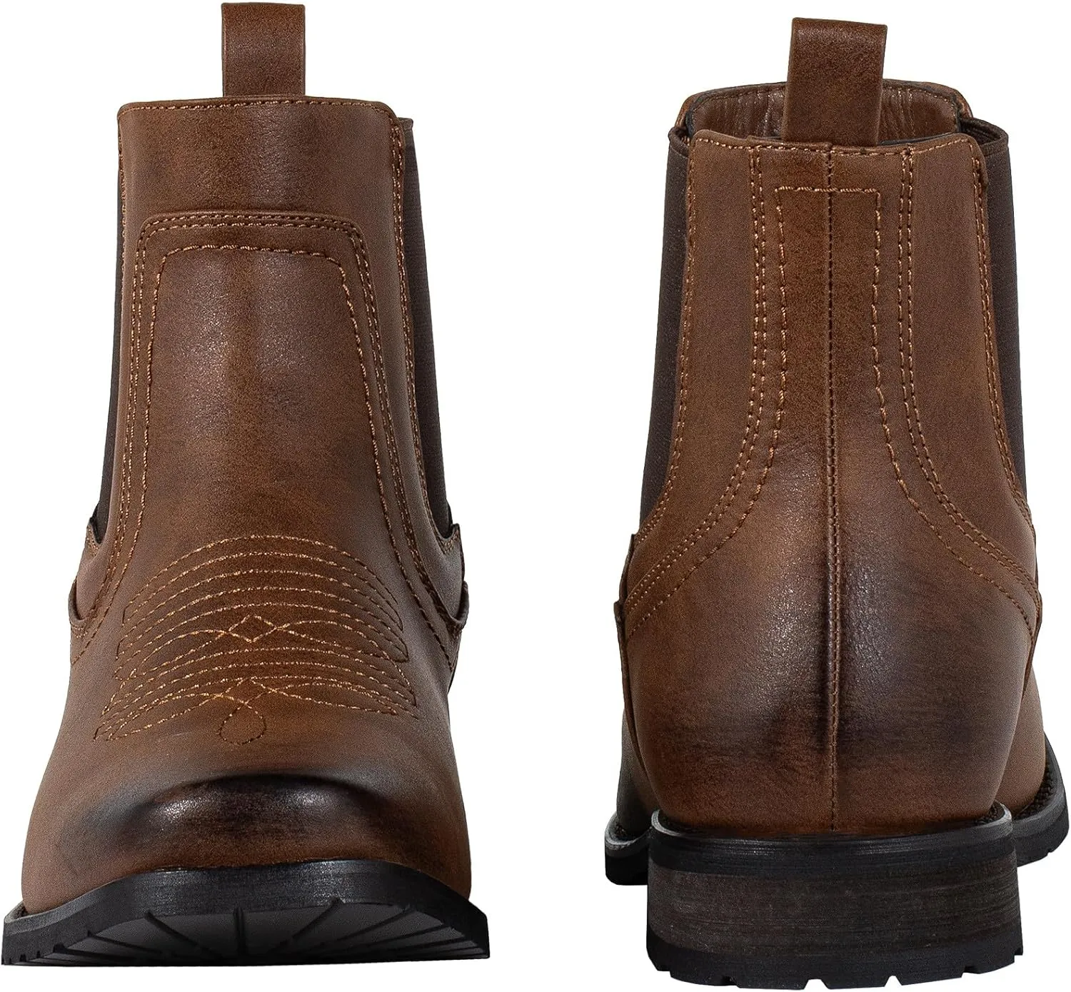 J's.o.l.e Chelsea Cowboy Boots for Men Square Toe Western Boots Classic Casual Work Ankle Boots